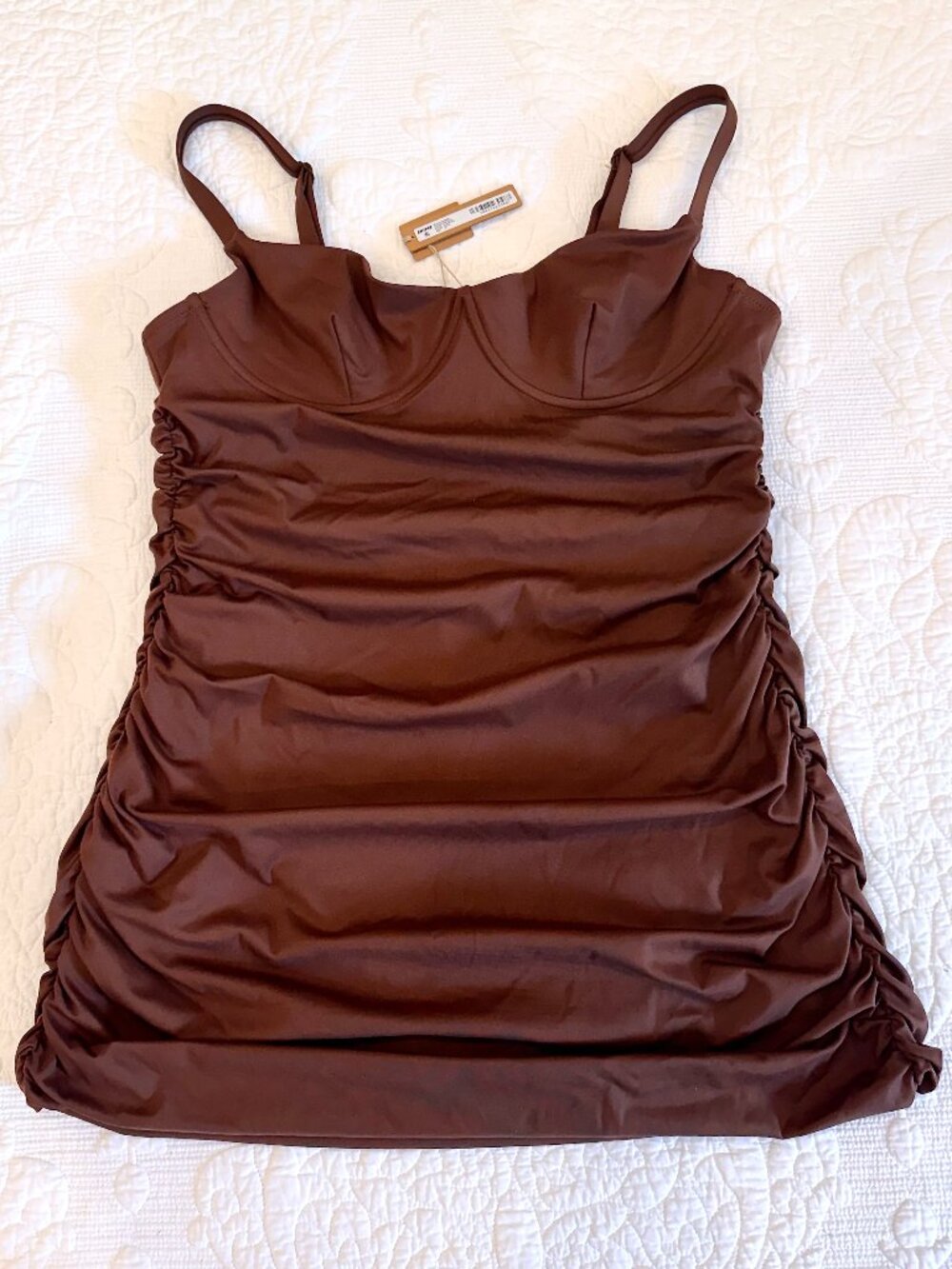 Skims Sculpting Swim Ruched Swimdress Cocoa 2XL NWT